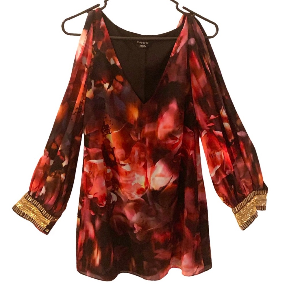 BEBE Dress XXS/XS/S Open Long-sleeve Above Knee